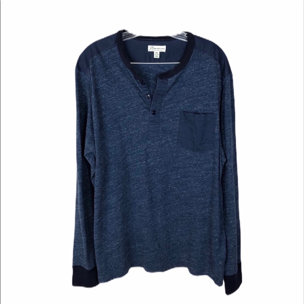 J.Crew Long Sleeve Blue Heathered Henley Shirt – Size XL NWOT